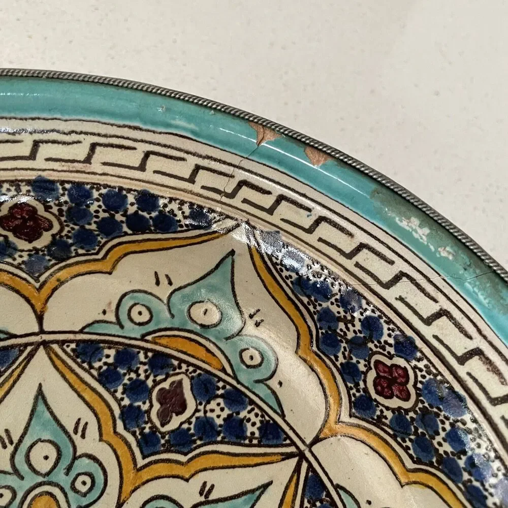 Moroccan Ceramic Bowl with Lid Tajine from Fez Polychrome Fes Naji - Picture 9 of 12